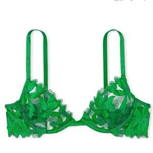 Victorias Secret Green Sheer Lace Unlined Demi Bra